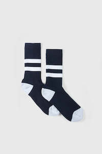 Cotton Athletic Crew - Dark Navy Stripe