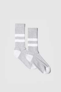 Cotton Athletic Crew - Light Grey Melange Stripe