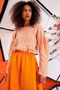 Tapas Blouse - Orange Blue Checks