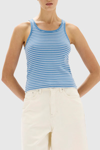Drew Stripe Rib Tank - Bahama / White