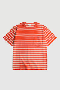 Holger Organic Sailor Stripe Pocket T-Shirt - Blood Orange