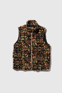 Sale Over 250: Stand Collar Zip Vest Jacquard Boa - Batik