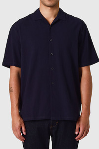 Cotton Crepe SS Shirt - Navy