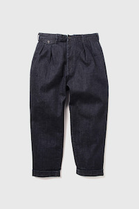 Denim: 2 Pleats Denim Pants - Indigo