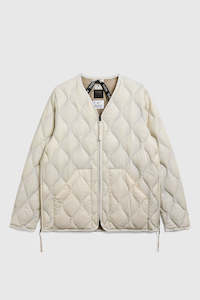 Soft Shell Military V-Neck W-Zip Down Jacket - Off White