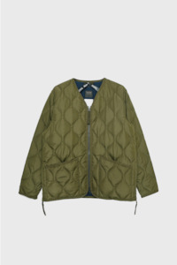 Taion: Military Zip V-Neck Down Jacket - Dark Olive