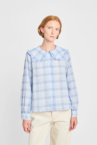 Sale Under 300: Study of Dreams Blouse - Pale Blue Check