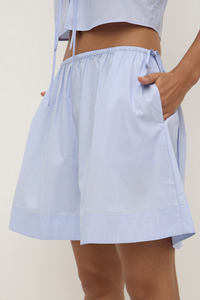 Havana Stripe Poplin Skirt - Blue / White Stripe