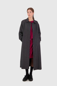 Famous All Over Duster Wool Coat - Grey