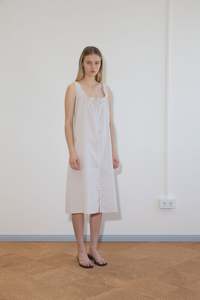 Sale Under 250: Button Sweep Dress - Gull Stripe