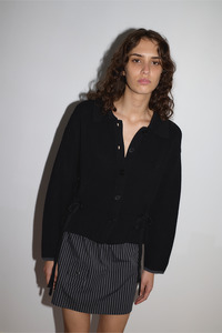 Tie Side Cardigan - Black