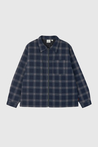 Gramicci: Zip-Up Insulated Flannel Shirt - Navy Shadow Plaid