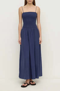 Womens: Connie Cotton Shirred Dress - Imperial Blue