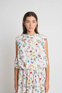 Womens: Power Pop Top - Cream Floral
