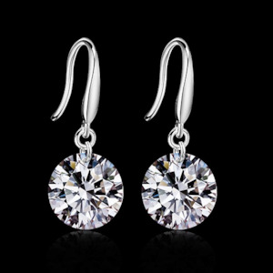 CZ Silver diamond drop earrings