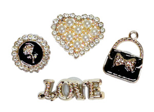 Hers: Love & CZ Pearl Heart Charms Combo Set
