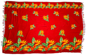 Red Flower Sarong with Frills