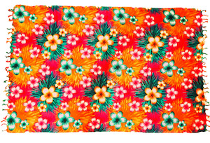 Sarongs: Orange Turquoise Sarong with Frills