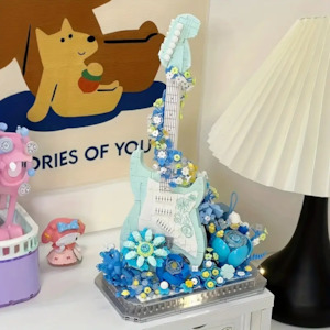 His: Guitar Flower Garden Building Blocks