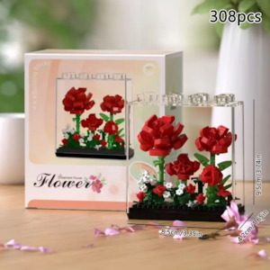 Hers: Red Roses Garden Building Blocks Set