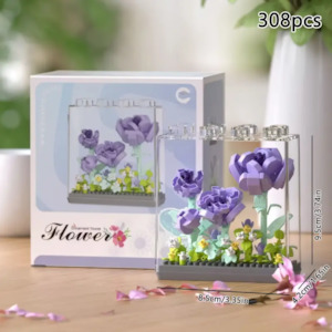Purple Peony Building Blocks Set