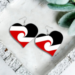 Jewellery: NZ Maori Design Heart Earrings