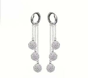 Jewellery: Sterling Silver Moissanite & Tassel Earrings