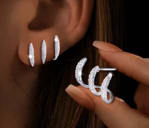 Jewellery: Sterling Silver Double Hoop Earrings