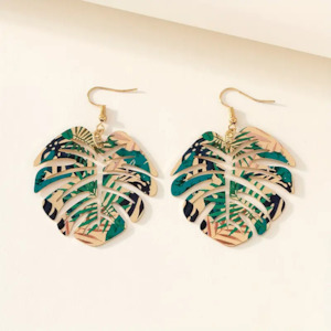 Tropical Leaf Dangle Earrings