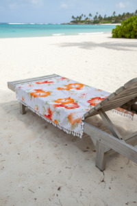 Orange White Sarong with Frills