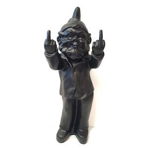 All: Cheeky Gnome Statue Double Finger Matt Black
