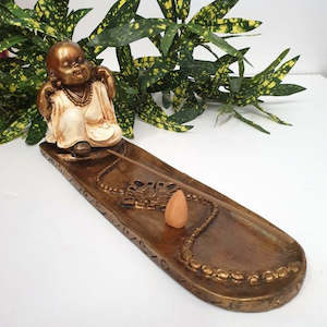Candle Tealight Incense Holders: Long Incense Holder Monk Hear