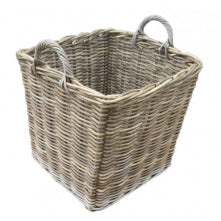Cane Rattan: Square Cane Log Basket Grey Wash Color