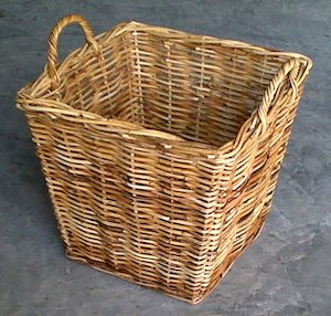 Cane Rattan: Rattan Square Wood Basket With Handle