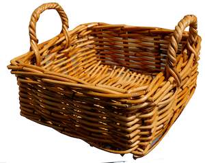 Square Cane Napkin Tray with Handle-Natural