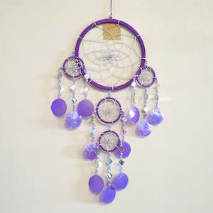 Dream Catcher Mirror Shell Chimes Purple