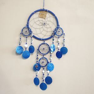Dream Catcher Mirror Shell Chimes Blue