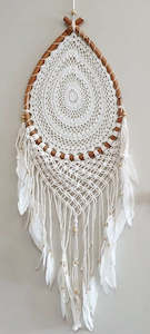 Tear Drop Macrame Rattan Dream Catcher Wall Hanging