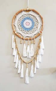 Dream Catchers: Rattan Dream Catcher Tassels Blue