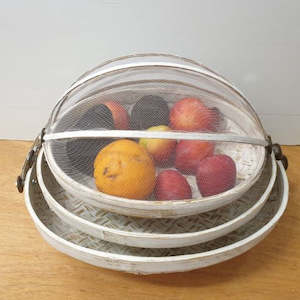 Food Covers Oval Set 3 White Wash