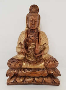 Poly Resin Buddhas: Kwan Ying-Gold