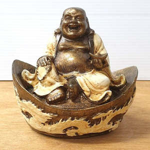 Poly Resin Buddhas: Happy Buddha on Ingot