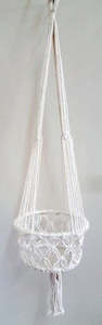 Macrame Pot Plant Hanger 28cm-Single White