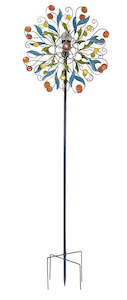 Windchimes Outdoors: Metal Floral Multi Colour Wind Spinner with Solar Light