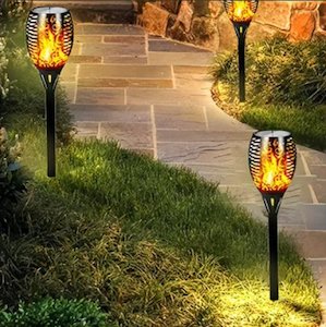 Windchimes Outdoors: Flaming Garden Stick Solar Light, 3 Settings