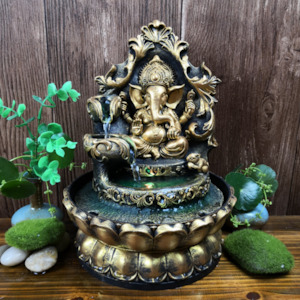 Water Features: 3 Tier Gold Ganesh Water Feature