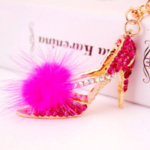 Diamante Key Ring Pink High Heel Shoe