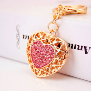 Diamante Key Ring Pink Heart