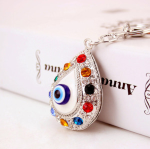 Keyrings: Diamante Key Ring Evil Eye