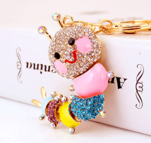 Diamante Key Ring-Pink Ant